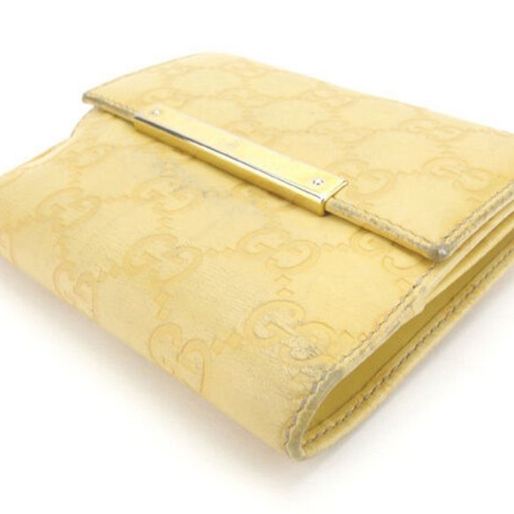 Gucci Wallet Purse Guccissima Yellow Gold Woman Authentic Used Y4157 - Picture 2 of 6
